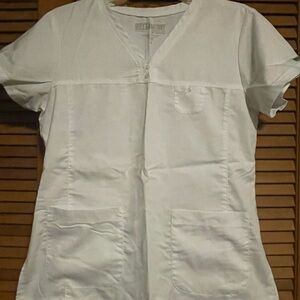 White Short Sleeve Scrub Top